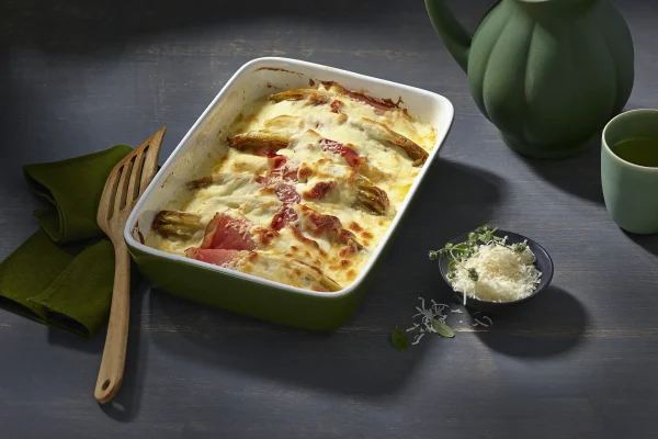 Slika recepta: Gratin iz cikorije s šunko