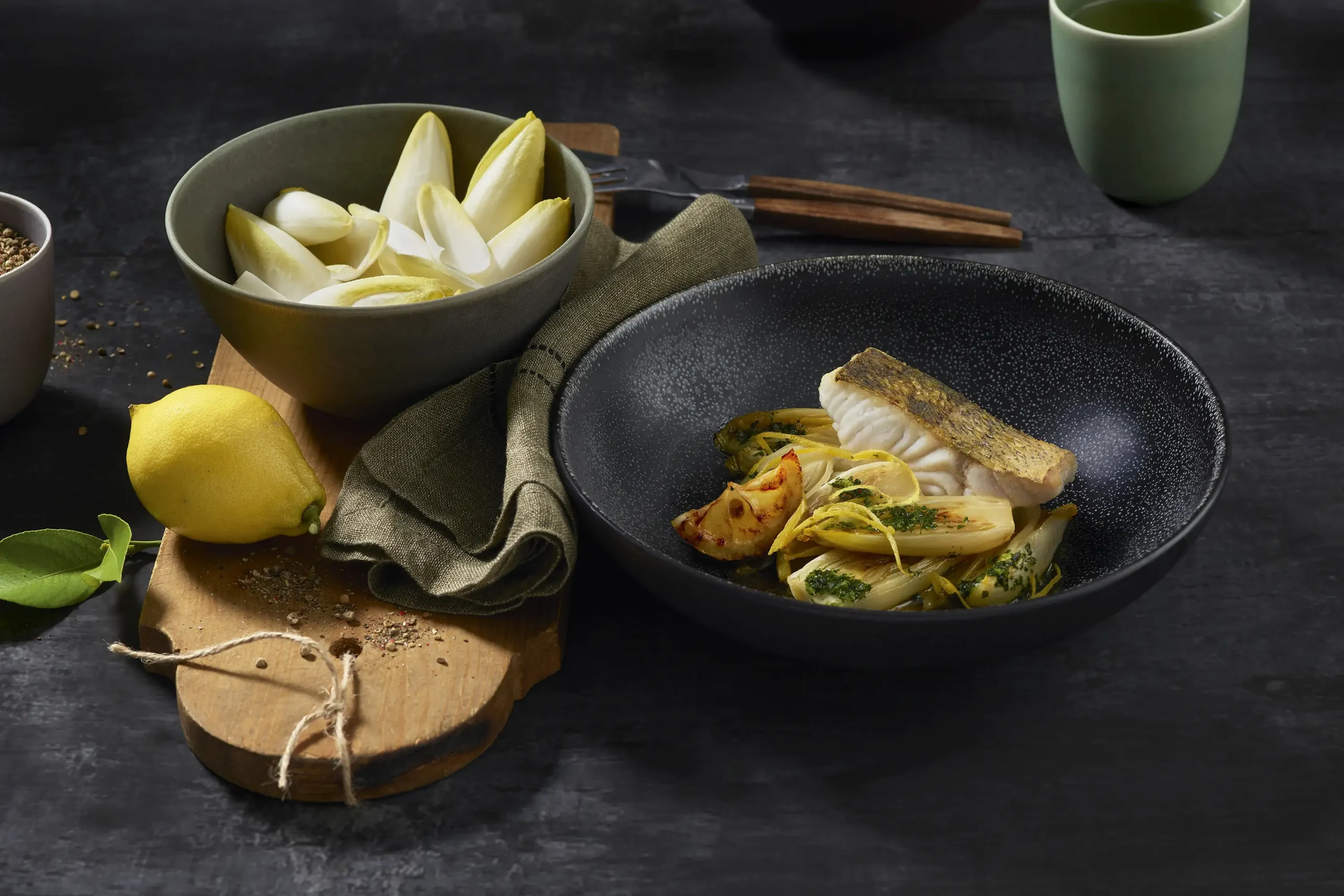 Slika recepta: Ocvrti ščuka s karameliziranim cikorijo